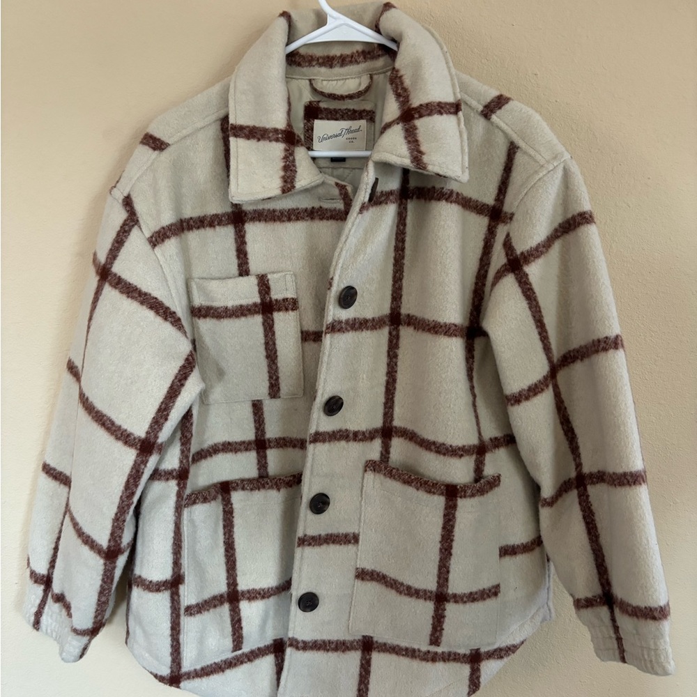 Universal Thread Cream and Brown Teddy Jacket Cozy Style